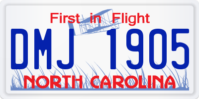 NC license plate DMJ1905