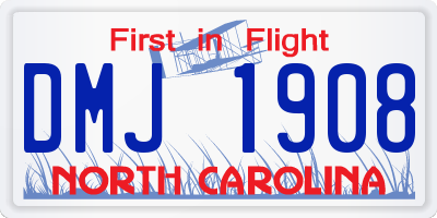 NC license plate DMJ1908