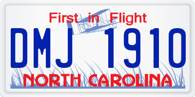 NC license plate DMJ1910