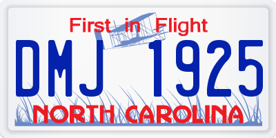 NC license plate DMJ1925