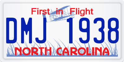 NC license plate DMJ1938