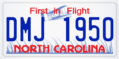 NC license plate DMJ1950