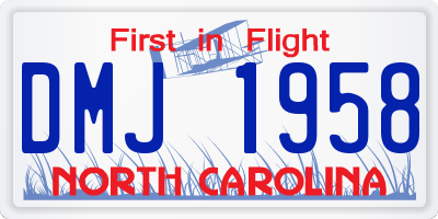 NC license plate DMJ1958