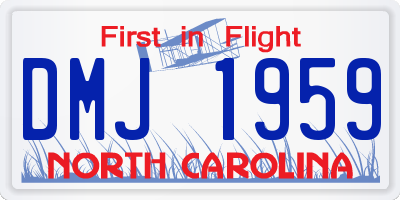 NC license plate DMJ1959
