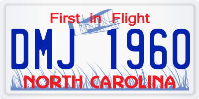 NC license plate DMJ1960