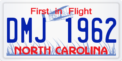 NC license plate DMJ1962
