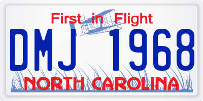 NC license plate DMJ1968