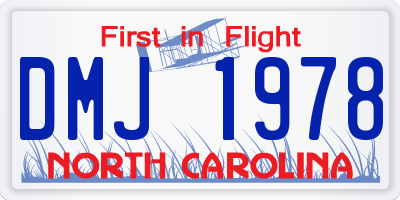 NC license plate DMJ1978