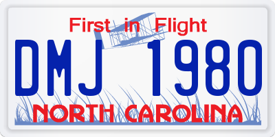 NC license plate DMJ1980