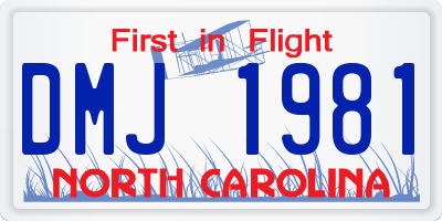 NC license plate DMJ1981