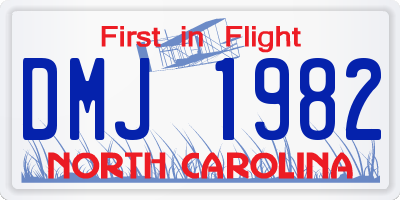 NC license plate DMJ1982