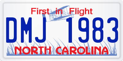NC license plate DMJ1983