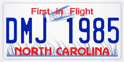 NC license plate DMJ1985
