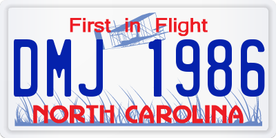 NC license plate DMJ1986