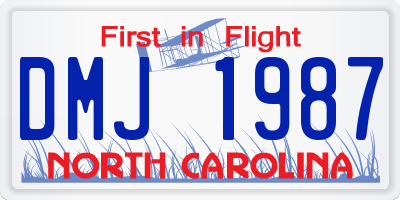 NC license plate DMJ1987