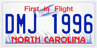NC license plate DMJ1996