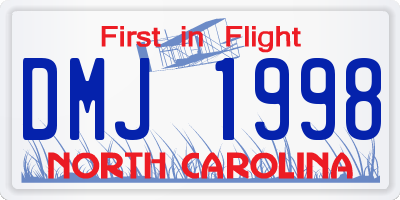 NC license plate DMJ1998