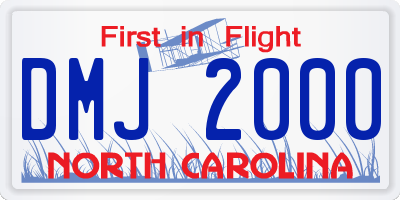 NC license plate DMJ2000