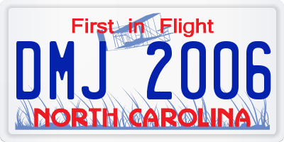 NC license plate DMJ2006