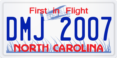 NC license plate DMJ2007