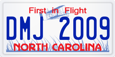 NC license plate DMJ2009