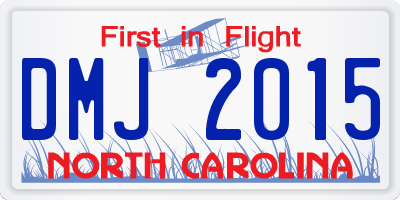 NC license plate DMJ2015