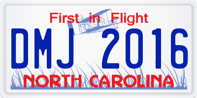 NC license plate DMJ2016