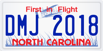 NC license plate DMJ2018