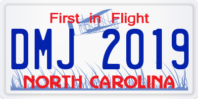 NC license plate DMJ2019