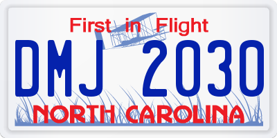 NC license plate DMJ2030