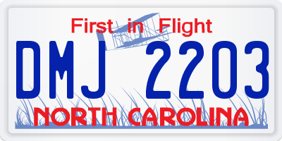 NC license plate DMJ2203