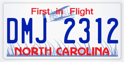 NC license plate DMJ2312