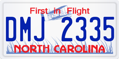 NC license plate DMJ2335