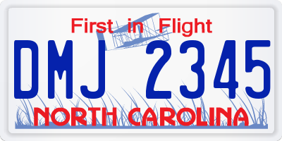 NC license plate DMJ2345