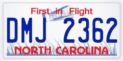 NC license plate DMJ2362
