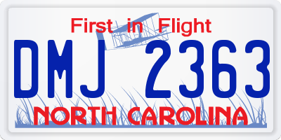 NC license plate DMJ2363