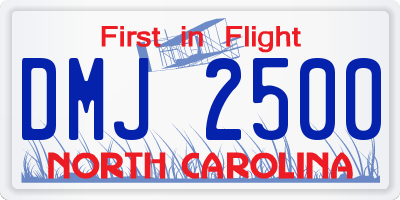 NC license plate DMJ2500