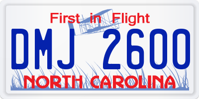 NC license plate DMJ2600