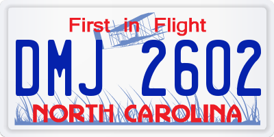 NC license plate DMJ2602