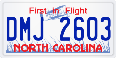 NC license plate DMJ2603