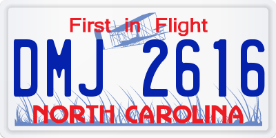 NC license plate DMJ2616