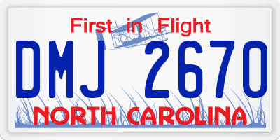 NC license plate DMJ2670
