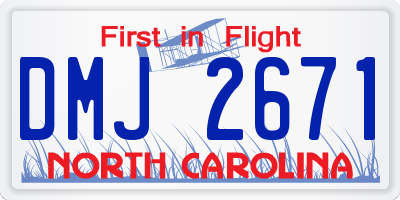 NC license plate DMJ2671