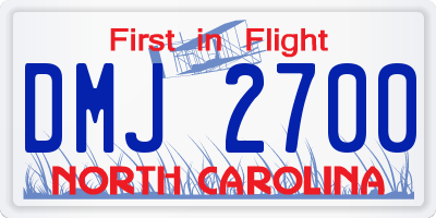 NC license plate DMJ2700