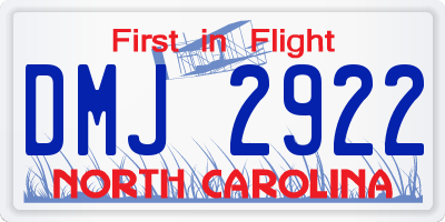NC license plate DMJ2922