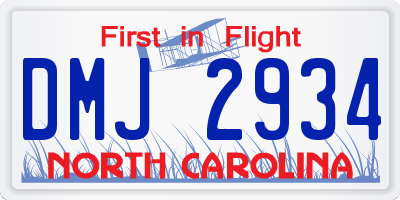 NC license plate DMJ2934