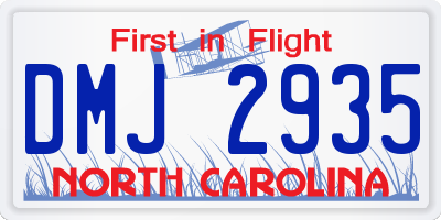 NC license plate DMJ2935