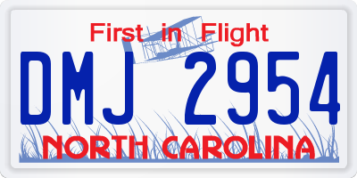 NC license plate DMJ2954