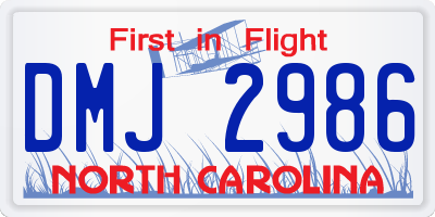 NC license plate DMJ2986