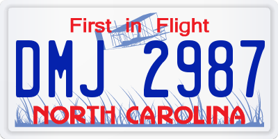 NC license plate DMJ2987